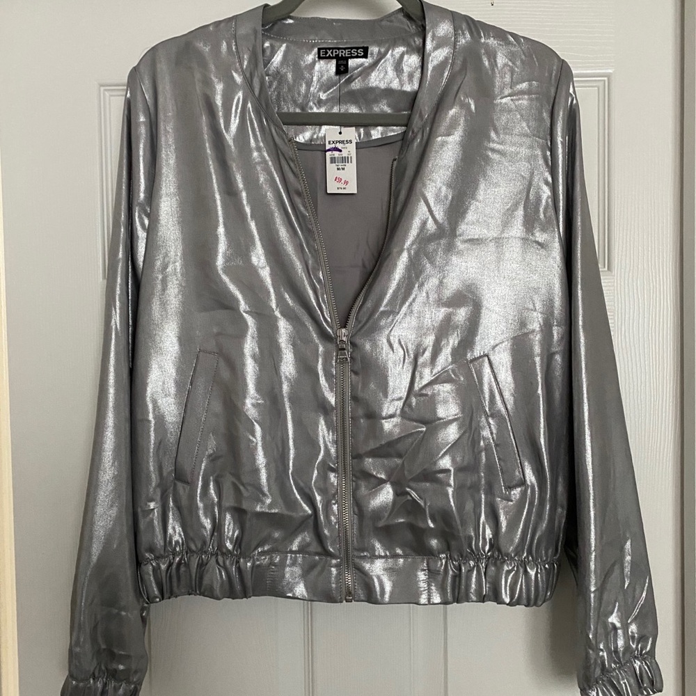 Express Silver Metallic jacket NWT